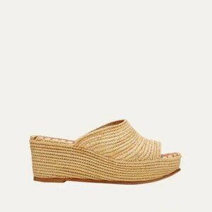 Carrie Forbes Karim Woven Raffia Wedge Slide Sandals Size 40